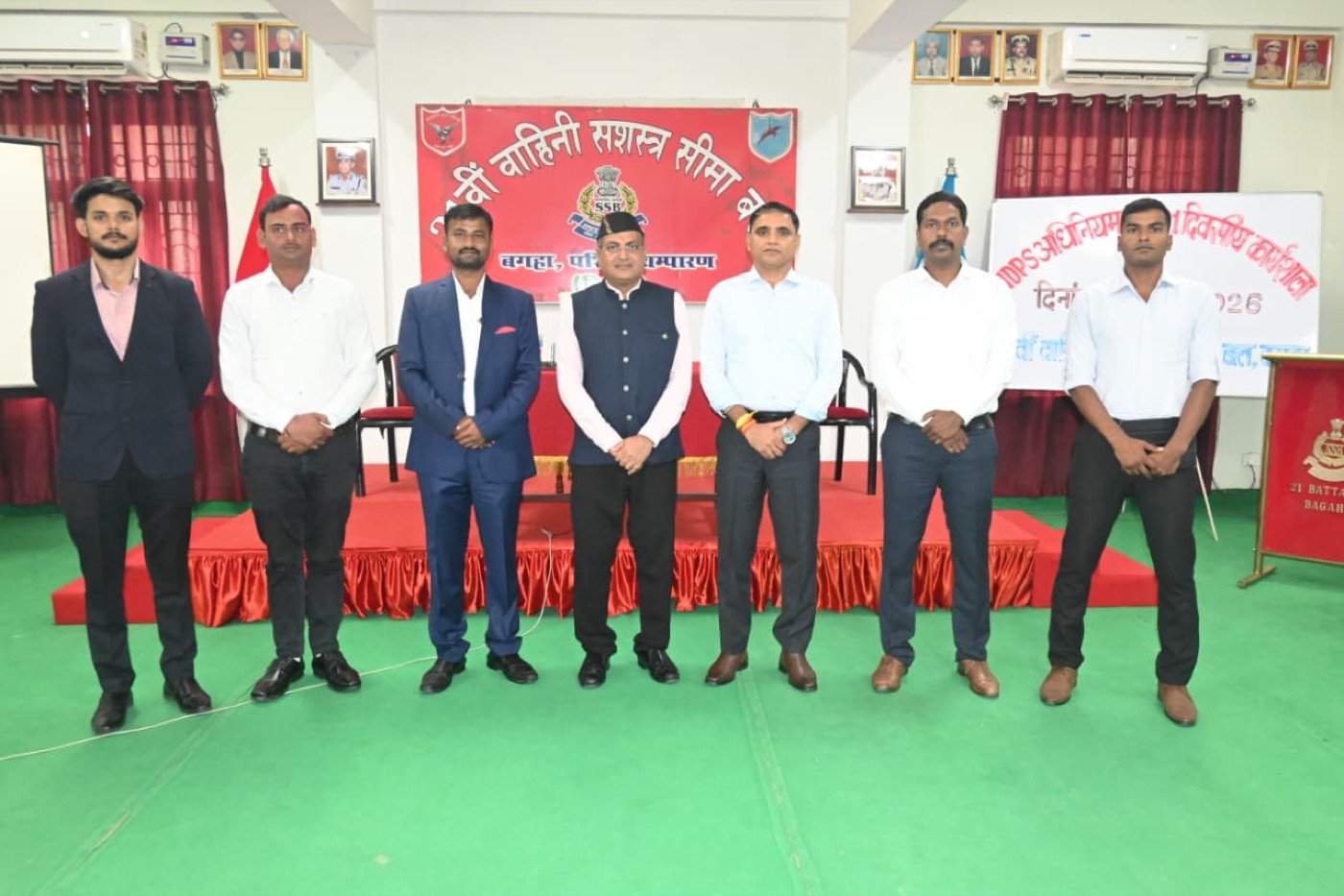 With officers of the 21st Battalion, Sashastra Seema Bal, Bagaha, at the close of the workshop.